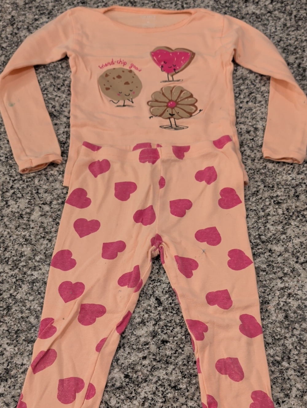Carter's Peach and Pink Heart Kids Pajama Set